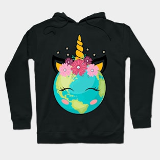 Earth Day Unicorn Cute Girls Hoodie